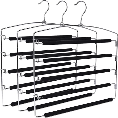 Perchas de metal de 3 barras múltiples de calidad, realmente resistentes, ahorran espacio, estables con acolchado de espuma antideslizante, gancho