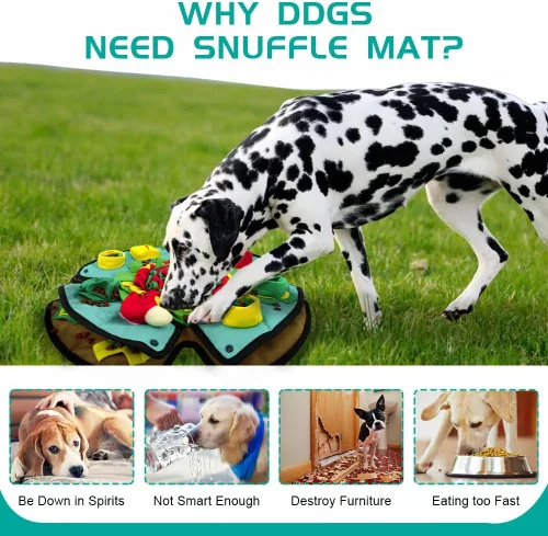 Vista 6 de AWOOF Tapete de olfateo para perros, juguete interactivo de rompecabezas para perros de 19 x 19 pulgadas, fomenta las habilidades naturales