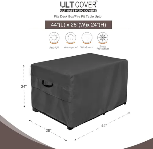 Vista 2 de ULTCOVER Caja de almacenamiento para banco de cubierta de patio - Cubiertas impermeables para mesa de hoguera rectangular al aire libre 44 x 28 Negro