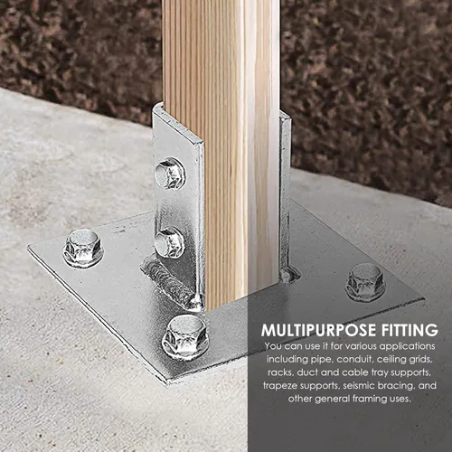 Vista 5 de Newhouse Electric Conector de base de poste cuadrado de acero Soporte de montaje de puntal de un solo canal en ángulo de acero de 3 pulgadas