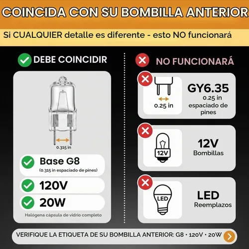 Vista 2 de 12Vmonster Paquete de 10 bombillas halógenas g8 20 W 120 V tipo JCD 110 V 130 V 20 W t4 G8 120 voltios