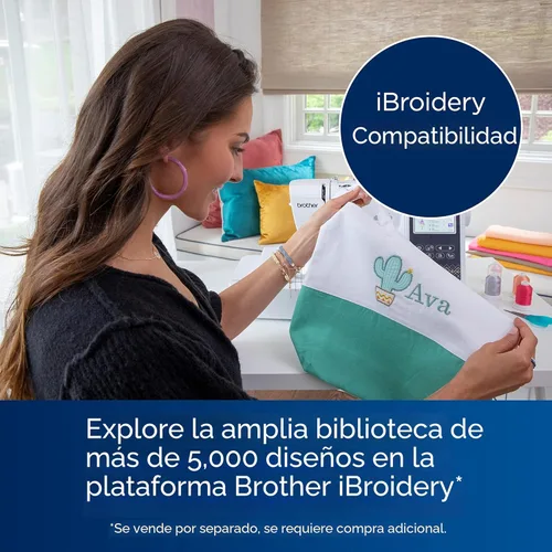Vista 8 de Máquina de coser y bordar Brother SE700, conexión LAN inalámbrica, 135 diseños incorporados, 103 puntadas integradas, computarizada, área de aro