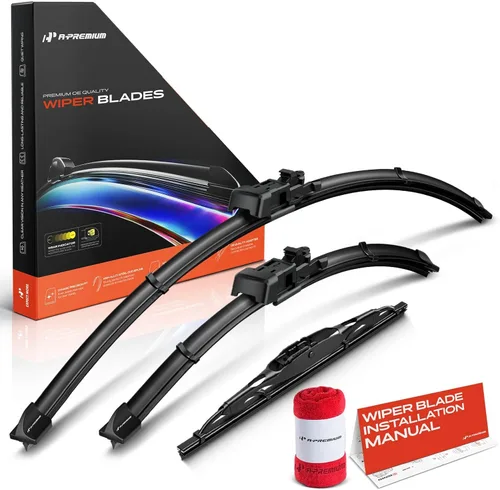 Vista 30 de A-Premium Juego de 3 limpiaparabrisas con indicador de desgaste y toalla, compatible con Dodge Nitro 2007-2011, juego de escobillas