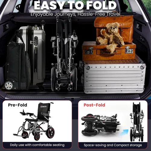 Vista 3 de Sillas de ruedas eléctricas ZENBON de 12 millas Cruise Range para adultos, silla de ruedas eléctrica ligera y plegable, sillas de ruedas motorizadas