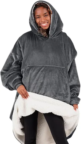 Vista 23 de THE COMFY Original - Manta de forro polar de microfibra con forro sherpa, diseño de gran tamaño con capucha y bolsillo de Shark Tank