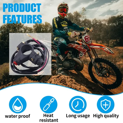 Vista 5 de JINGKE 7/8" 22mm Manillar Interruptor de parada con línea de sujeción de 2 cables Aplicable a Taotao 110cc 125cc Moto de cross Pit Bike ATV 4 ruedas