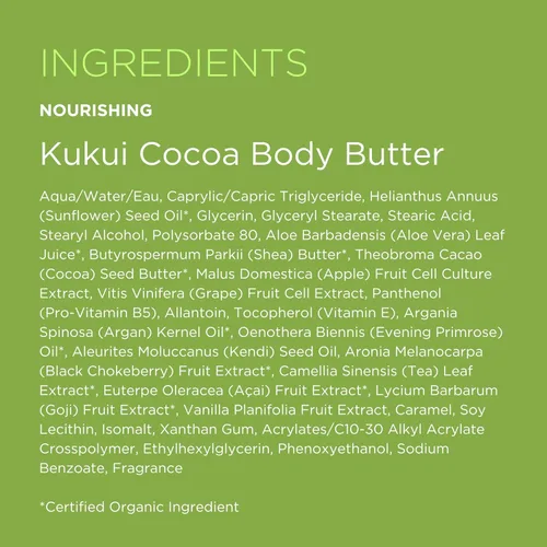 Vista 7 de Andalou Naturals Manteca corporal, crema corporal nutritiva de cacao Kukui, 8 onzas, manteca de karité, manteca de cacao y aceite de argán para piel