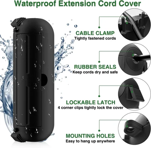 Vista 3 de Flemoon - Cubierta de seguridad para cable de extensión para exteriores, protector de conexión impermeable IP44, caja eléctrica resistente a