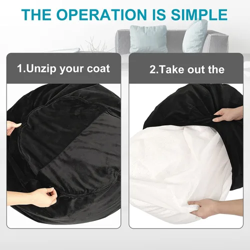 Vista 7 de MFTEK Funda para silla puff (sin relleno), gran bolsa de puf de terciopelo suave, lavable, almacenamiento de animales de peluche o espuma