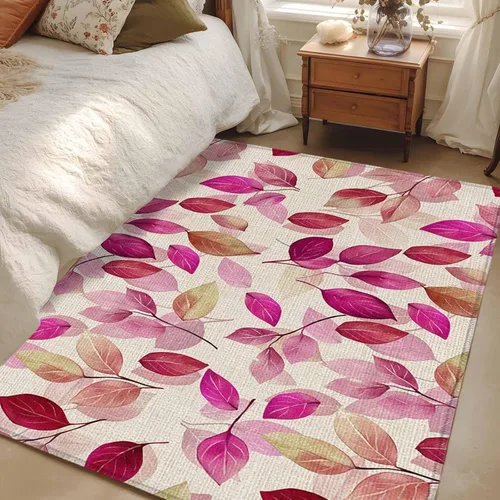 Vista 21 de 2x3 Door Mat, Green Leaves Non-Skid Rubber Backing Large Rectangle Rugs - Living Room Bedroom Home Office, Botanical Abstract Color Retro Plants