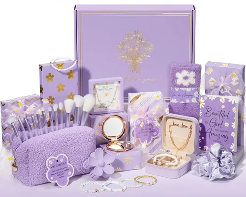 Vista 12 de Cesta de Pascua para adolescentes y adolescentes, 8 piezas de regalo de cumpleaños para adolescentes, regalos de moda con divertidas etiquetas