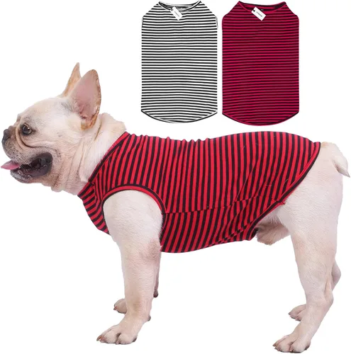 Camisas de algodón a rayas, chaleco básico transpirable para cachorros y gatos, camiseta sin mangas elástica súper suave para perros, color moderno