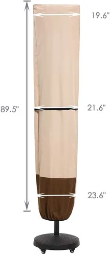 Vista 7 de SUPERJARE Funda para sombrilla de patio con varilla para sombrillas de 7 a 11 pies y sombrillas de 15 pies de doble cara, funda protectora Marrón