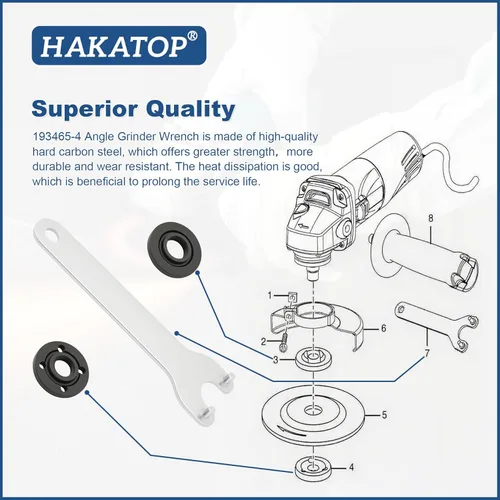 Vista 4 de Llave inglesa para amoladora angular, tuerca de bloqueo de metal para Dewalt Makita 193465-4 Bosch Black & Decker Ryobi 4.5" 5/8-11