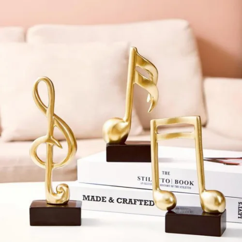 Vista 8 de Music Note Decor Gifts Musical Figurine Modern Statue Sculpture Table Centerpiece Crafts Gold Home Arts, Piano Note Sculpture Home Arts. (C Style)