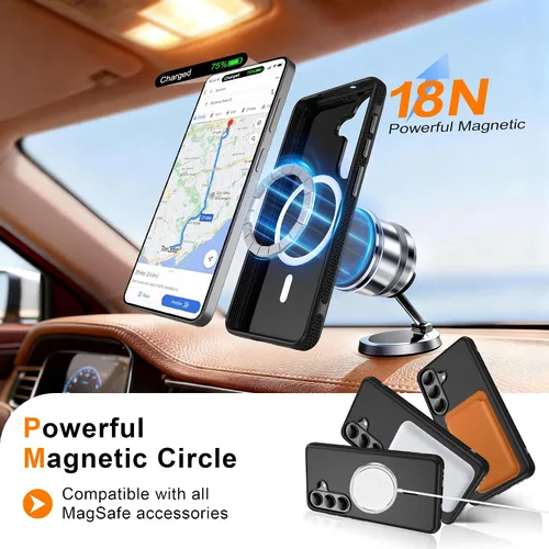Vista 3 de Jshru Funda para Samsung Galaxy S26 Plus/Galaxy S25 Plus: para Galaxy S24 Plus [compatible con Magsafe] [2 protectores de pantalla HD] cubierta