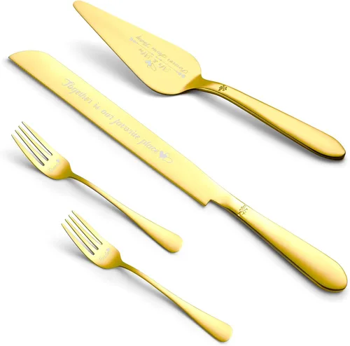 Vista 18 de Juego de corte de pastel para boda, elegante juego de cuchillo y servidor de pastel con bordes redondeados de acero inoxidable engrosado, cortador