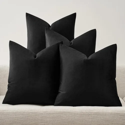 Vista 37 de GIGIZAZA Fundas de almohada decorativas de terciopelo color champán, fundas de almohada para sofá (18 x 18 pulgadas, 4 piezas, champán)