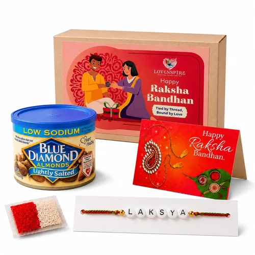 LoveNspire Rakhi con nombre personalizado para hermano – Pulsera personalizada regalo de joyería con tarjeta de felicitación, Roli Chawal y