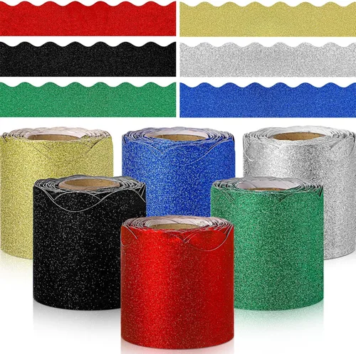 Vista 30 de TaoBary 6 Rollos 59.98 m Bordes de Tablero de Anuncios de Navidad y de Invierno para el Aula, Adornos de Tablero de Anuncios con Borde Escalopado
