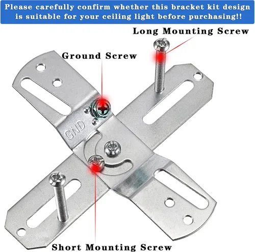 Vista 4 de OwnMy Juego de 4 soportes de montaje de lámpara giratorios, kit de barras transversales universales para lámpara de techo, placas de montaje