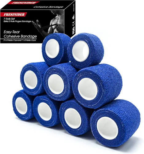 Vista 11 de FRESINIDER 16 rollos de gasa de cinta atlética autoadhesiva, vendaje médico, vendaje elástico transpirable y cohesivo para lesiones deportivas