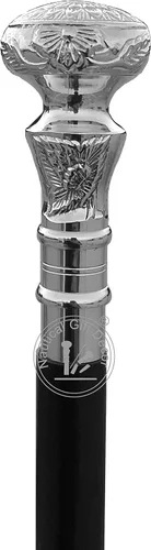 Vista 2 de Bastón de caminar vintage antiguo RIYLBEX con mango de madera, mango de latón plateado, regalo