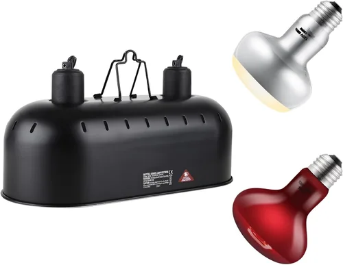 Vista 7 de DXOPHIEX Accesorio de lámpara de reptil doble de 15 pulgadas, accesorio de lámpara de calor de reptil doble Max 150W con luz solar UVA UVB de 100W