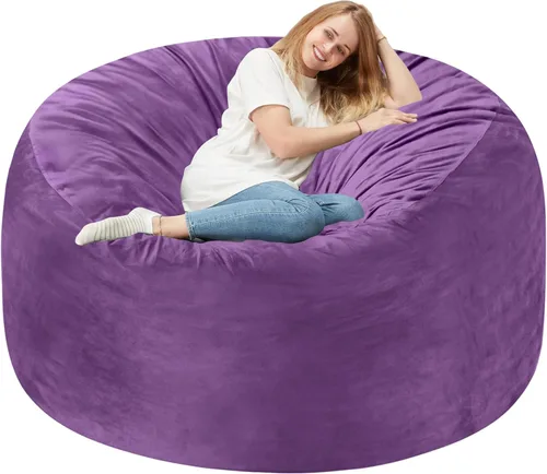 Vista 87 de Homguava Silla de Puf de 2 Pies: Pufs de 2' con Espuma de Memoria Rellenos, Cómodas Sillas de Puf Redondas con Funda de Terciopelo Holandés - Rosa