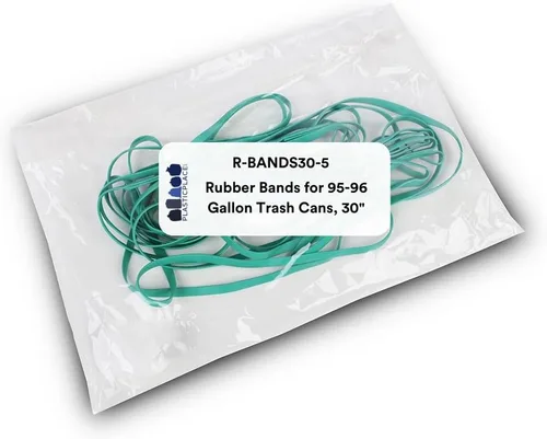 Vista 9 de Plasticplace Bandas de goma de 14 pulgadas para botes de basura de 6 a 10 galones, color verde (5 unidades) - Bandas resistentes para bolsas