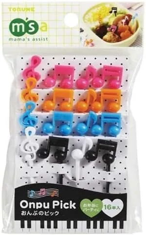 Vista 2 de Notas musicales picks de comida blanco negro para Bento Box Lunch Box