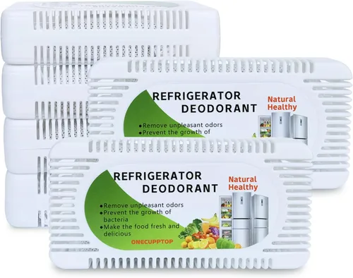 Desodorizador para refrigerador (paquete de 6) - Eliminador de olores para refrigerador y congelador, carbón activado natural, combate los olores