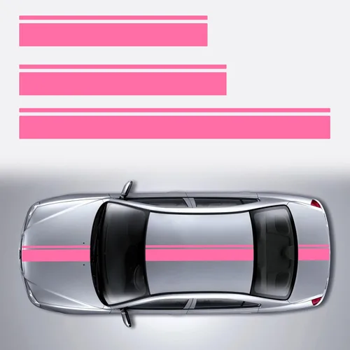 Vista 12 de 3 piezas de calcomanías de vinilo con diseño de rayas deportivas modificadas para el capó, el cuerpo y el techo del coche, gráficas, decorativas