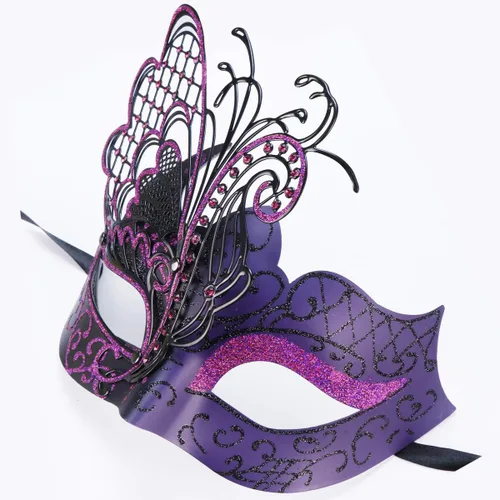 Vista 9 de Antifaz con diseño de mariposa veneciana misteriosa para fiesta de Halloween