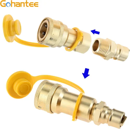 Vista 6 de Kit de conexión rápida de gas de 1/2", conector de desconexión con enchufe de inserción macho, adaptador de conexión rápida de gas natural y propano