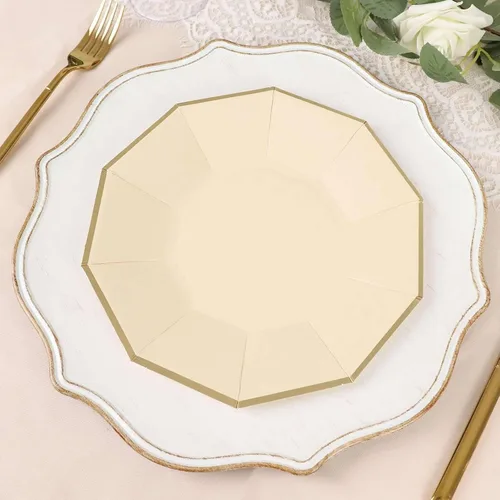 Vista 12 de Efavormart - Paquete de 25 platos de papel decagonal iridiscentes de 7.5 pulgadas, platos de postre geométricos resistentes de 300 GSM para Tipo 3