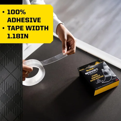 Vista 2 de Scotch-Mount Cinta de Gel Multiusos, Cinta de Doble Cara para Aplicaciones de Trabajo Pesado, Cinta de Montaje Extraíble, Cinta Nano, Cinta