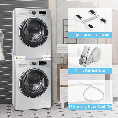 Vista 5 de Washer Dryer Stacking Kit, Universal Stacking Kit for Washer and Dryer, Adjustable 29"/28"/27"/26"/25"/24" Stackable Stacking Kit Replacement with