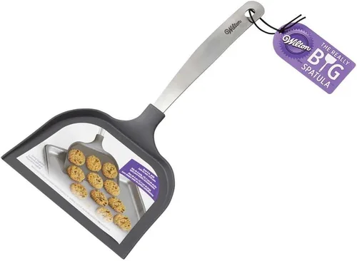 Vista 3 de Wilton Espátula realmente grande y extra ancha para uso en cocina con mango de acero inoxidable, espátula para galletas (gris)