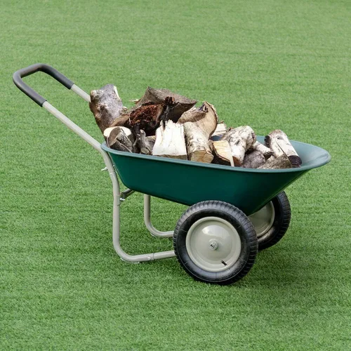 Vista 2 de Carro de jardín de doble carretilla para exteriores, marco de acero resistente, adecuado para patio, almacén y granja