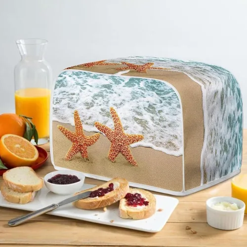 Vista 5 de Dolyues Beach Toaster Cover 2 Slice Universal Size Microwave Oven Dustproof Cover Women Gift Small Bread Cover with Portable Handle