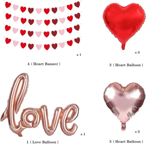 Vista 3 de Guirnalda de corazones para el día de San Valentín, guirnalda de globos para el día de San Valentín, decoración con globos de amor de 40 pulgadas