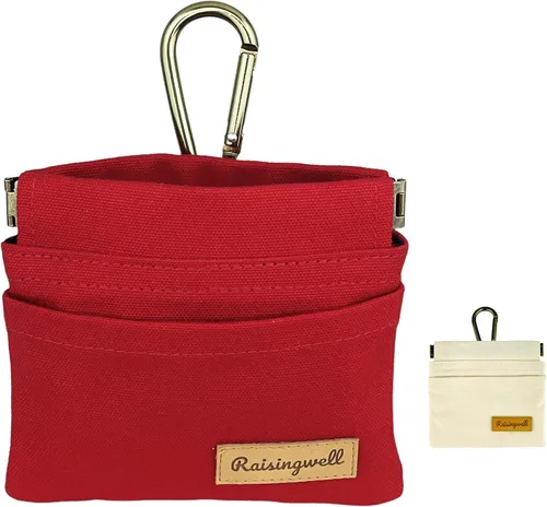 Vista 8 de Raisingwell Bolsa de entrenamiento para mascotas de tamaño bolsillo, tela de algodón, bolsa de paseo para perros manos libres con mosquetón