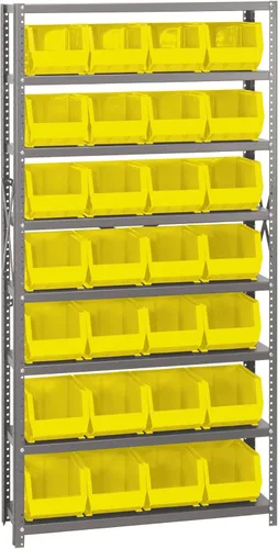 Vista 262 de Quantum QSBU-245BK Heavy Duty Shelving Unit with (7) Shelves and (24) QUS245 Black Bins for Garage Warehouse Storage Distribution 400 lb Load