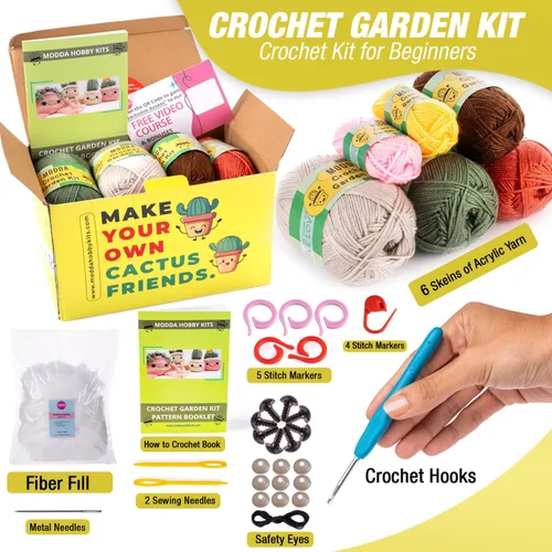 Vista 5 de MODDA Kit de ganchillo para principiantes, kit de inicio de ganchillo para principiantes con tutoriales en video fáciles de seguir, kits