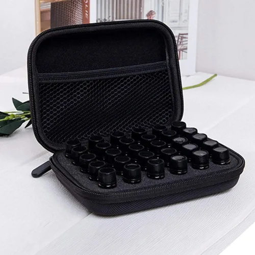 Vista 3 de 30 Botellas 1-3Ml Soporte de aceite esencial Estuche de transporte de viaje Caja de almacenamiento Vial Holder Estuche para rollo (negro)