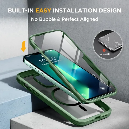 Vista 1231 de Miracase - Funda para iPhone SE de 3ª/2ª generación 2022 2020 de cuerpo completo con protector de pantalla de vidrio integrado, resistente Negro