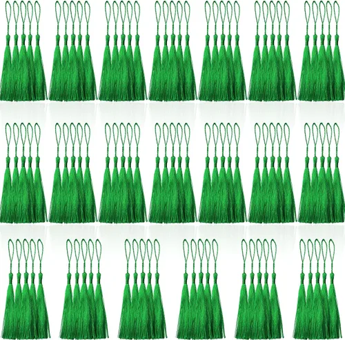 Vista 15 de Creatrill 100 piezas de mini borlas negras de 13 cm/5 pulgadas con bucles para marcapáginas, fabricación de joyas, proyectos de bricolaje