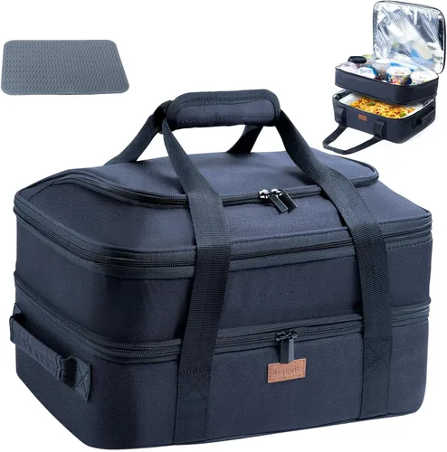 BAGSPRITE Expandable Insulated Casserole Carrier for Hot or Cold Food, Casserole Dish Carrying Case,Thermal Lasanga Lugger Tote for Pockluck,