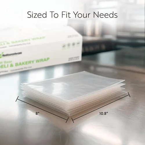 Vista 2 de Restaurantware -RW Base - Hojas de plástico para delicatessen de 10.75 x 8 pulgadas, 1000 envolturas de plástico de carnicero entrelazadas